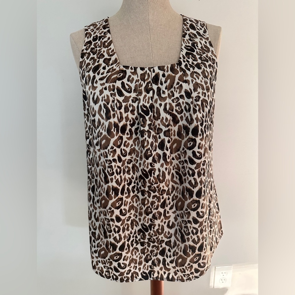 Ann Taylor Petites Leopard Print Sleeveless Blouse